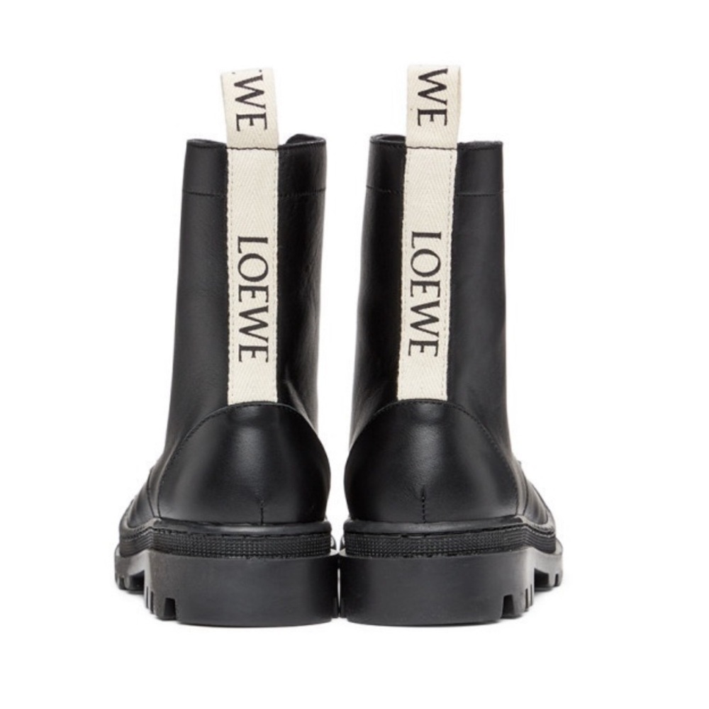 Loewe Black Leather Combat Boots in Sz 38